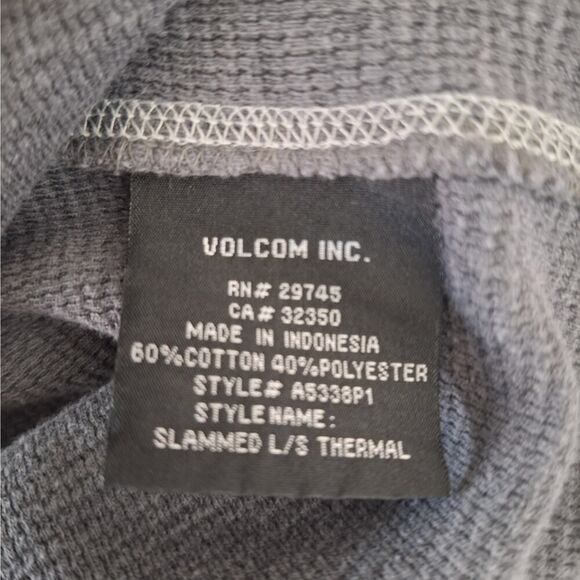 Volcom Mens Graphic Slammed Thermal Shirt Pullover Surfer Skater Waffle Large - Picture 7 of 10